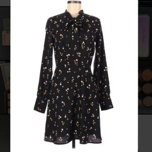 LOFT Long Sleeve Dress with Tie Neck